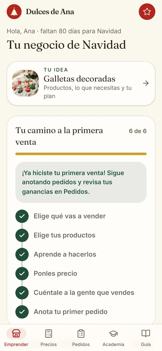 Pantalla de la app: Plan de lanzamiento de 30 días